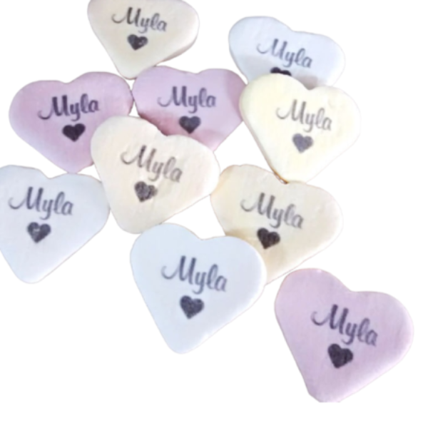 Fruithartjes met naam - mix kleuren