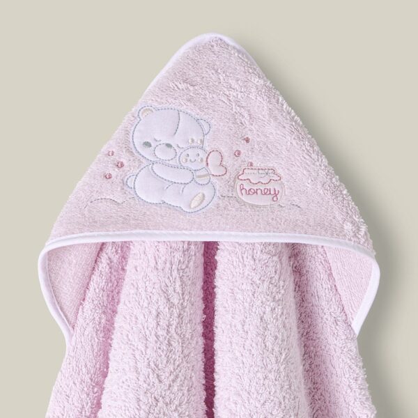 Baby badcape - Beertje met honing - roze
