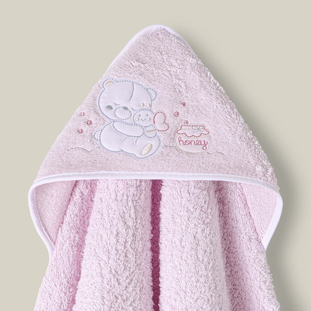 Baby badcape - Beertje met honing - roze