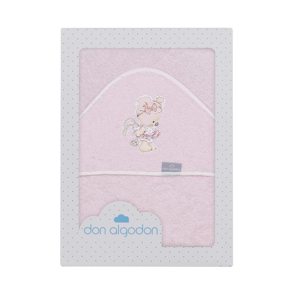 Baby badcape - beertje - roze