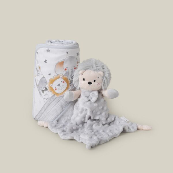 Cadeauset Badcape met knuffel - Leeuw - Grijs