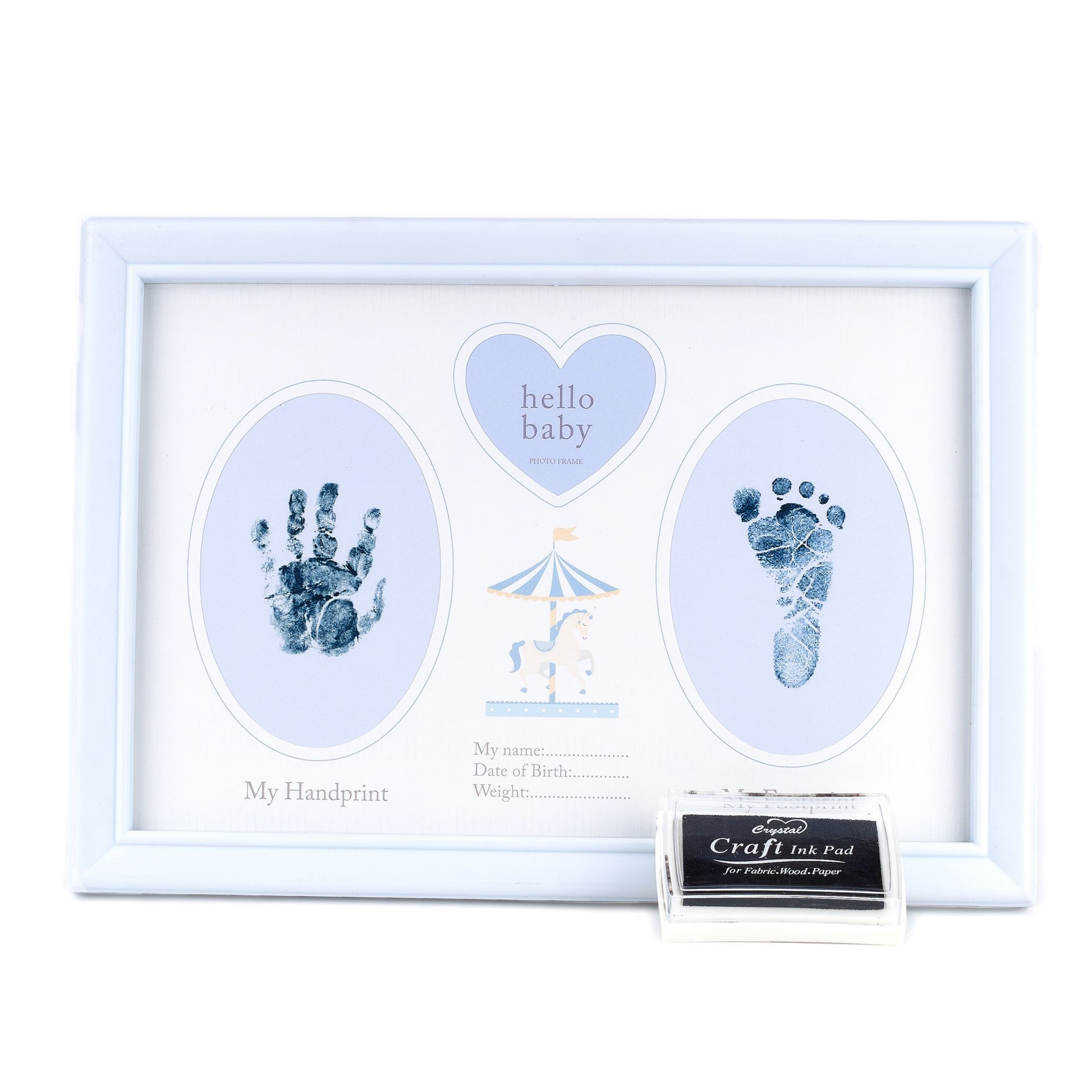 Fotolijst Carousel - Hand & Voet Afdruk " Baby Boy " | Hello Baby